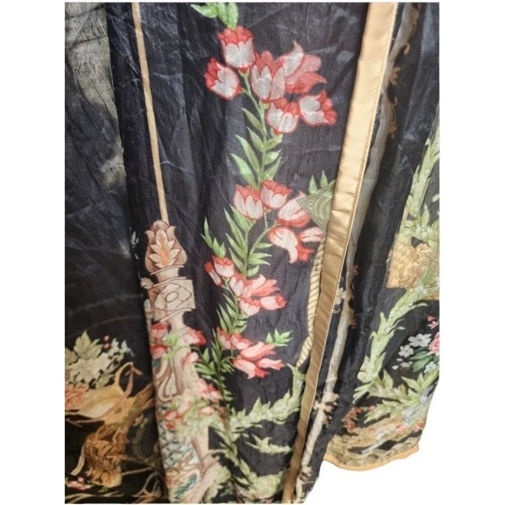 Vintage Silk Scarf Wrap Flowy Colorful Classic 95" x 43" - Picture 2 of 5